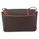 CELINE Macadam Canvas Shoulder Bag PVC Leather Brown Gold Auth SW1792-3