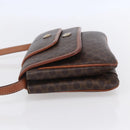 CELINE Macadam Canvas Shoulder Bag PVC Leather Brown Gold Auth SW1792-4