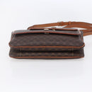 CELINE Macadam Canvas Shoulder Bag PVC Leather Brown Gold Auth SW1792-9