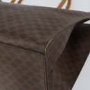CELINE Macadam Canvas Tote Bag PVC Leather 2way Brown Gold Auth SW1793-9