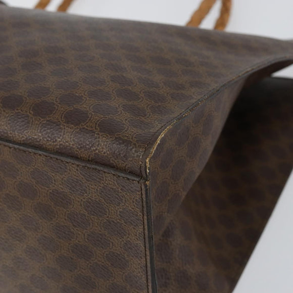 CELINE Macadam Canvas Tote Bag PVC Leather 2way Brown Gold Auth SW1793