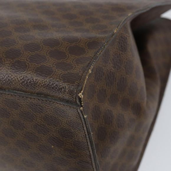 CELINE Macadam Canvas Tote Bag PVC Leather 2way Brown Gold Auth SW1793