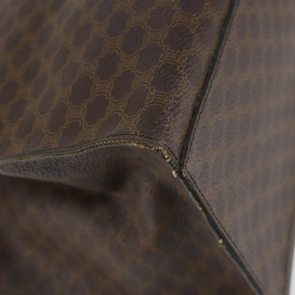 CELINE Macadam Canvas Tote Bag PVC Leather 2way Brown Gold Auth SW1793