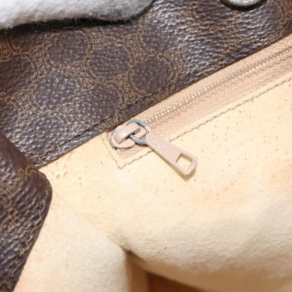 CELINE Macadam Canvas Tote Bag PVC Leather 2way Brown Gold Auth SW1793