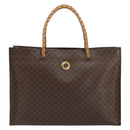 CELINE Macadam Canvas Tote Bag PVC Leather 2way Brown Gold Auth SW1793-13