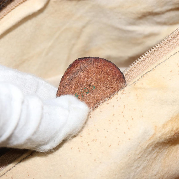 CELINE Macadam Canvas Tote Bag PVC Leather 2way Brown Gold Auth SW1793