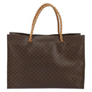 CELINE Macadam Canvas Tote Bag PVC Leather 2way Brown Gold Auth SW1793-2