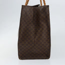 CELINE Macadam Canvas Tote Bag PVC Leather 2way Brown Gold Auth SW1793-3