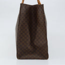 CELINE Macadam Canvas Tote Bag PVC Leather 2way Brown Gold Auth SW1793-4
