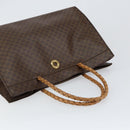 CELINE Macadam Canvas Tote Bag PVC Leather 2way Brown Gold Auth SW1793-6