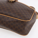 CELINE Macadam Canvas Shoulder Bag PVC Leather Brown Gold Auth SW1794-14