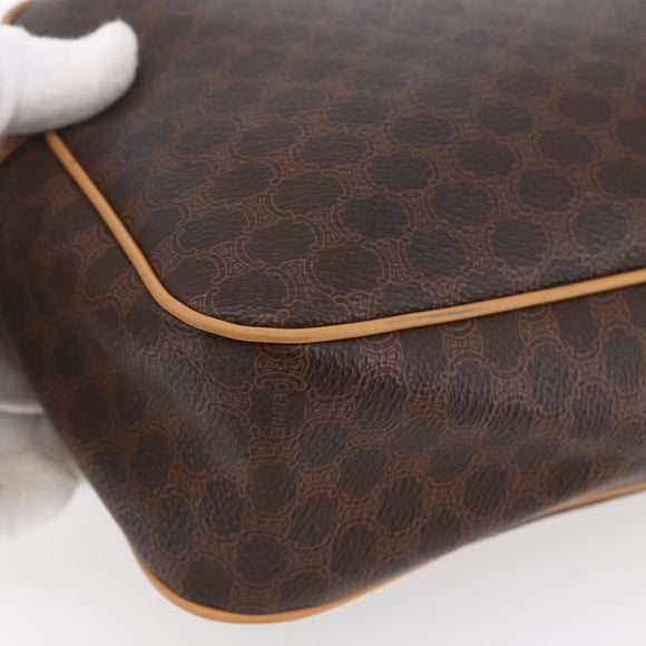 CELINE Macadam Canvas Shoulder Bag PVC Leather Brown Gold Auth SW1794