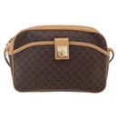 CELINE Macadam Canvas Shoulder Bag PVC Leather Brown Gold Auth SW1794-13