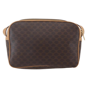 CELINE Macadam Canvas Shoulder Bag PVC Leather Brown Gold Auth SW1794 - 0