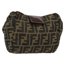 FENDI Zucca Canvas Clutch Bag Black Brown Auth SW1796-1