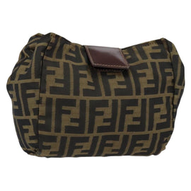 FENDI Zucca Canvas Clutch Bag Black Brown Auth SW1796