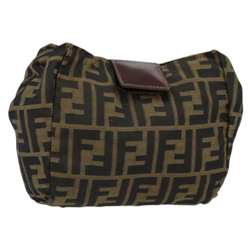 FENDI Zucca Canvas Clutch Bag Black Brown Auth SW1796