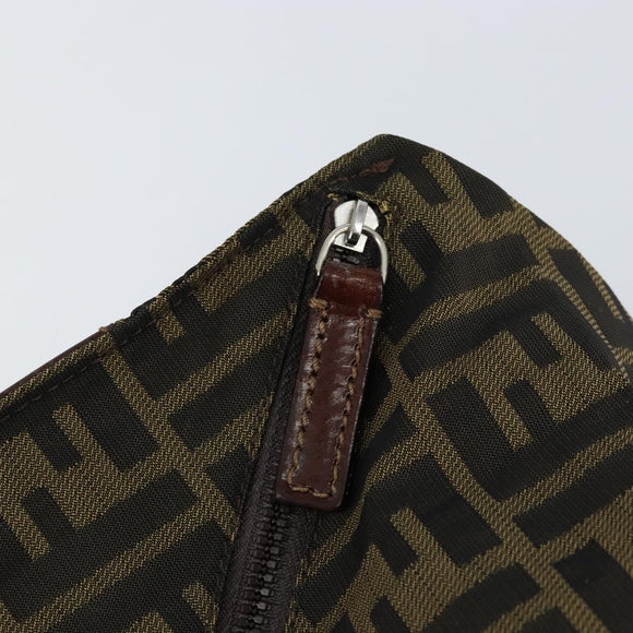FENDI Zucca Canvas Clutch Bag Black Brown Auth SW1796