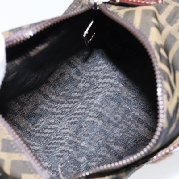 FENDI Zucca Canvas Clutch Bag Black Brown Auth SW1796