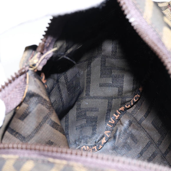 FENDI Zucca Canvas Clutch Bag Black Brown Auth SW1796