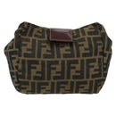 FENDI Zucca Canvas Clutch Bag Black Brown Auth SW1796-2