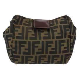 FENDI Zucca Canvas Clutch Bag Black Brown Auth SW1796 - 0