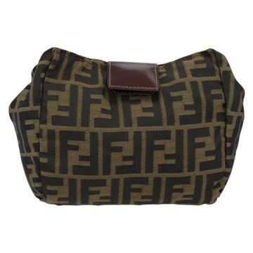 FENDI Zucca Canvas Clutch Bag Black Brown Auth SW1796 - 0