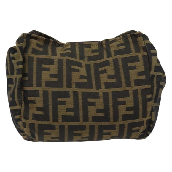 FENDI Zucca Canvas Clutch Bag Black Brown Auth SW1796