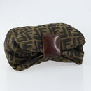 FENDI Zucca Canvas Clutch Bag Black Brown Auth SW1796-6