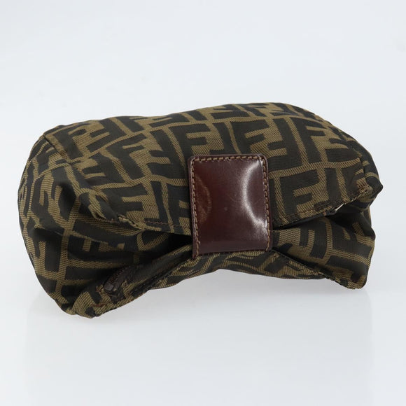 FENDI Zucca Canvas Clutch Bag Black Brown Auth SW1796