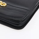 FENDI Shoulder Bag Leather Black Gold Auth SW1797-9