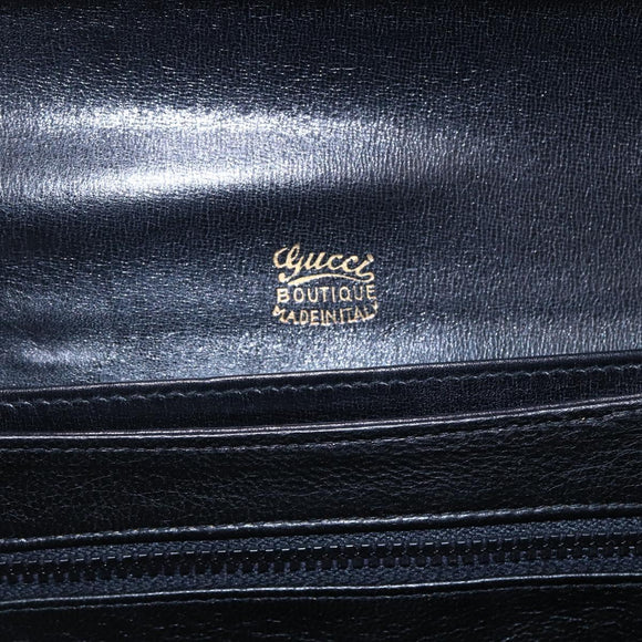 FENDI Shoulder Bag Leather Black Gold Auth SW1797