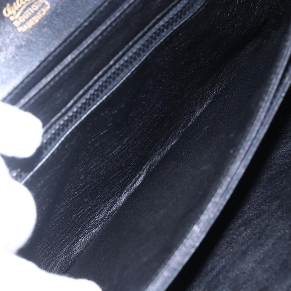 FENDI Shoulder Bag Leather Black Gold Auth SW1797