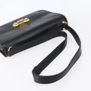 FENDI Shoulder Bag Leather Black Gold Auth SW1797-7