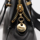 Salvatore Ferragamo Gancini Hand Bag Leather Black Gold Auth SW1799-14