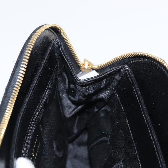 Salvatore Ferragamo Gancini Hand Bag Leather Black Gold Auth SW1799