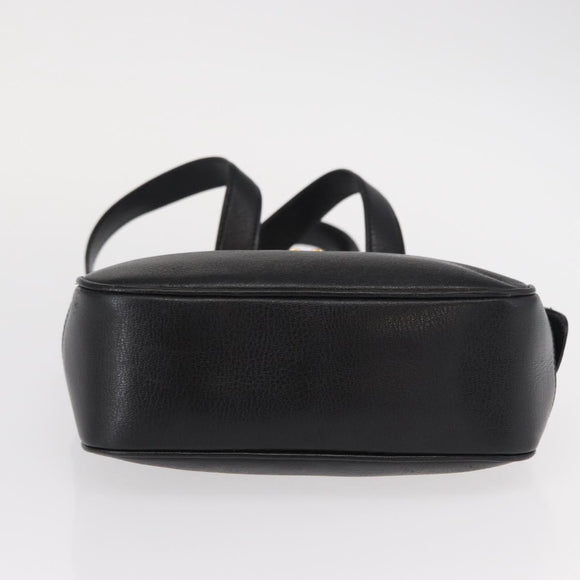 Salvatore Ferragamo Gancini Hand Bag Leather Black Gold Auth SW1799