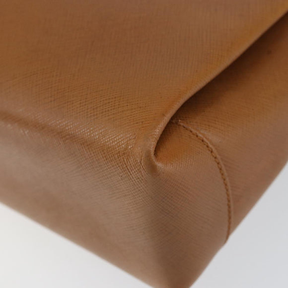 GUCCI Shoulder Bag Leather Brown Gold Auth SW1800