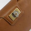 GUCCI Shoulder Bag Leather Brown Gold Auth SW1800-17