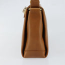 GUCCI Shoulder Bag Leather Brown Gold Auth SW1800-3