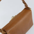 GUCCI Shoulder Bag Leather Brown Gold Auth SW1800-6