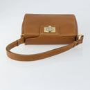 GUCCI Shoulder Bag Leather Brown Gold Auth SW1800-7