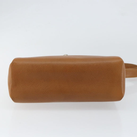 GUCCI Shoulder Bag Leather Brown Gold Auth SW1800