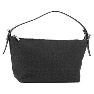 CELINE C Macadam Canvas Shoulder Bag Black Silver Auth SW1802