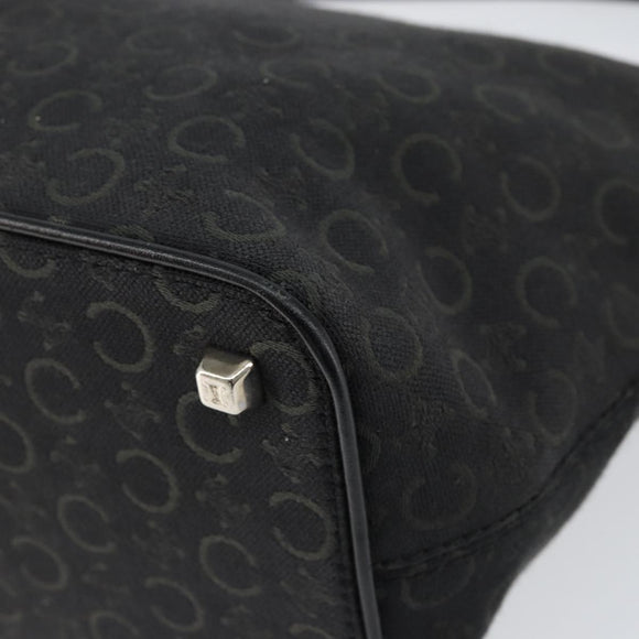 CELINE C Macadam Canvas Shoulder Bag Black Silver Auth SW1802