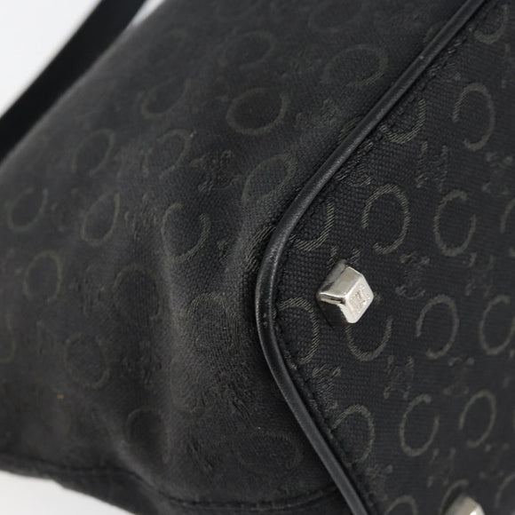 CELINE C Macadam Canvas Shoulder Bag Black Silver Auth SW1802