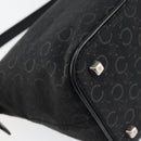 CELINE C Macadam Canvas Shoulder Bag Black Silver Auth SW1802-17