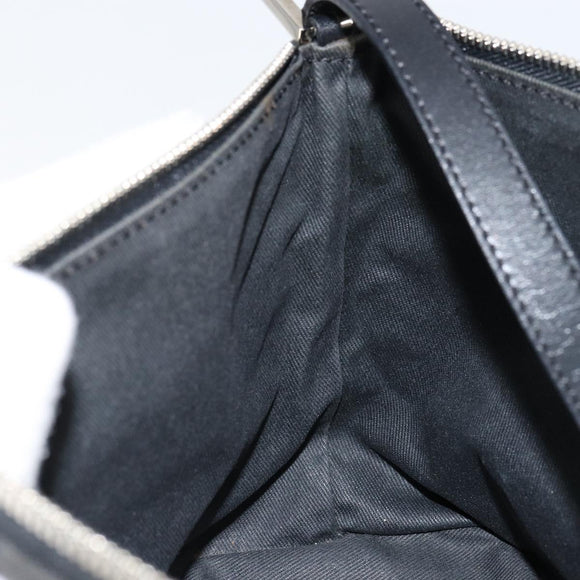 CELINE C Macadam Canvas Shoulder Bag Black Silver Auth SW1802