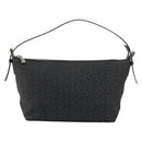 CELINE C Macadam Canvas Shoulder Bag Black Silver Auth SW1802-13