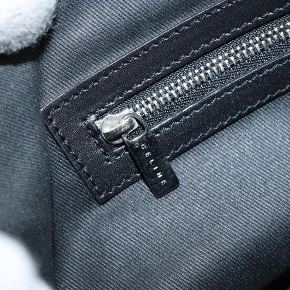 CELINE C Macadam Canvas Shoulder Bag Black Silver Auth SW1802